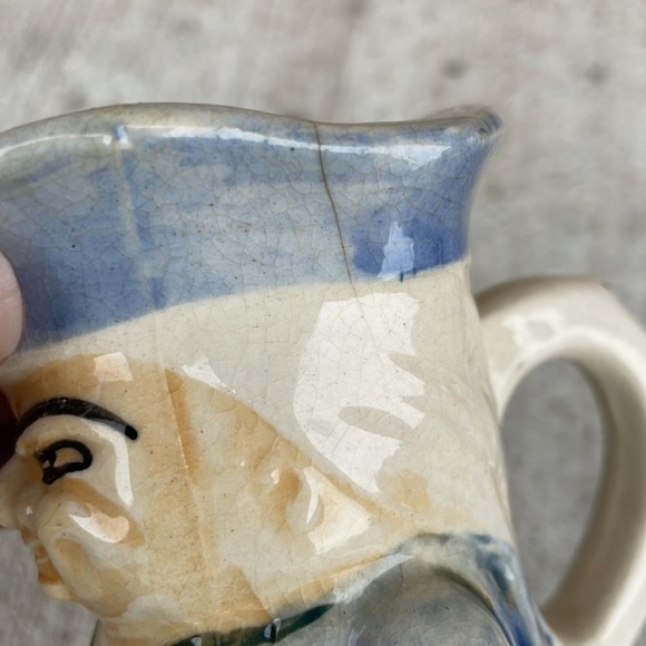 Toby Vintage Made in Japan Tankard Pitcher Blue and White Ceramic Figurine - Picture 3 of 5